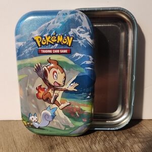 Pokemon Blue Tin with Chimchar and Pachirisu